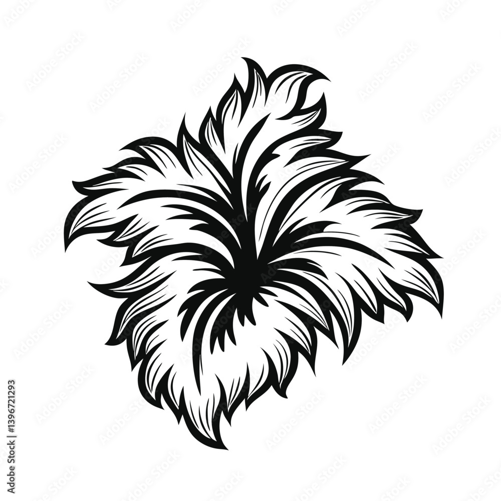 Obraz premium Abstract Floral Design, Dense Petals, Black and White, Monochromatic Art