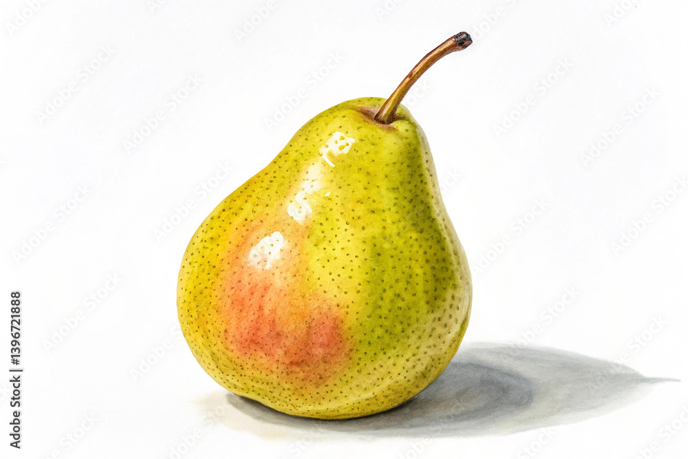 Ripe pear with smooth surface isolated on white background. A ripe pear with a smooth surface, isolated on a white background, ideal for food, healthy eating, and fruit-related content Ripe pear with smooth surface isolated on white background. A ripe pear with a smooth surface, isolated on a white background, ideal for food, healthy eating, and fruit-related content