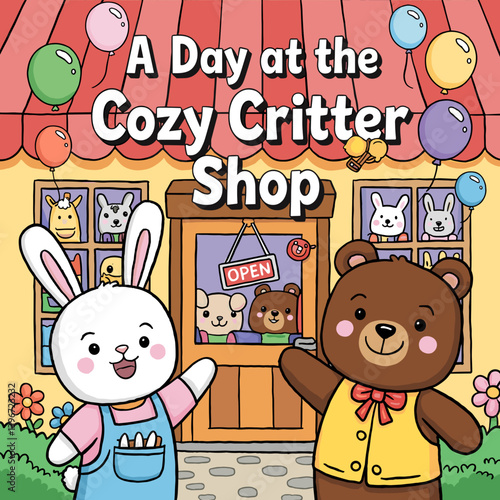 cute coloring book cover, cover, cute kids illustration, cartoon cover, cartoon illustration, kawaii coloring, easy and bold, kawaii cover, cozy, cozy cover, fuzzy, hygge, coloring pages, adult colori