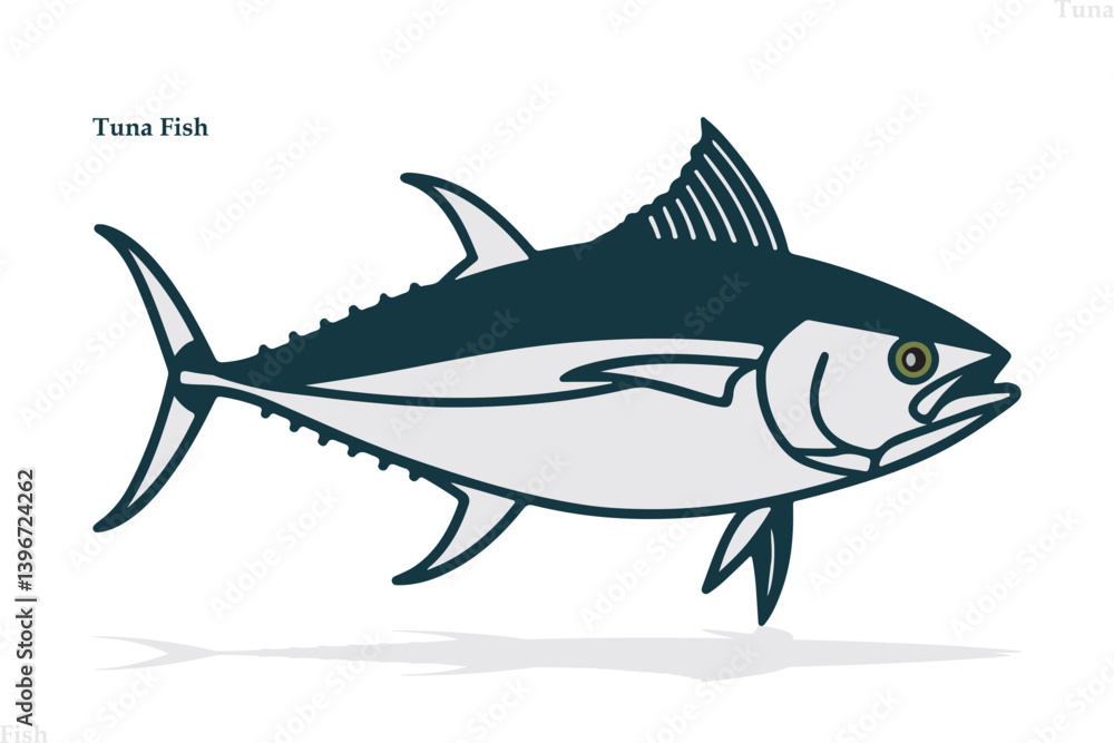 Fototapeta premium Tuna fish on a white background.