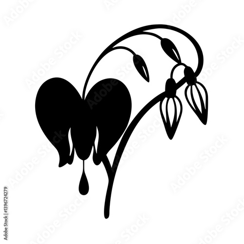 bleeding heart flower icon, bleeding heart flower silhouette vector illustration-simple silhouette illustration of bleeding heart flower, perfect for bleeding heart flower logos and icons