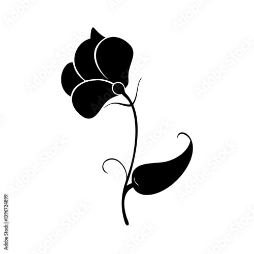 sweet pea flower icon, sweet pea flower silhouette vector illustration-simple silhouette illustration of sweet pea flower, perfect for sweet pea flower logos and icons
