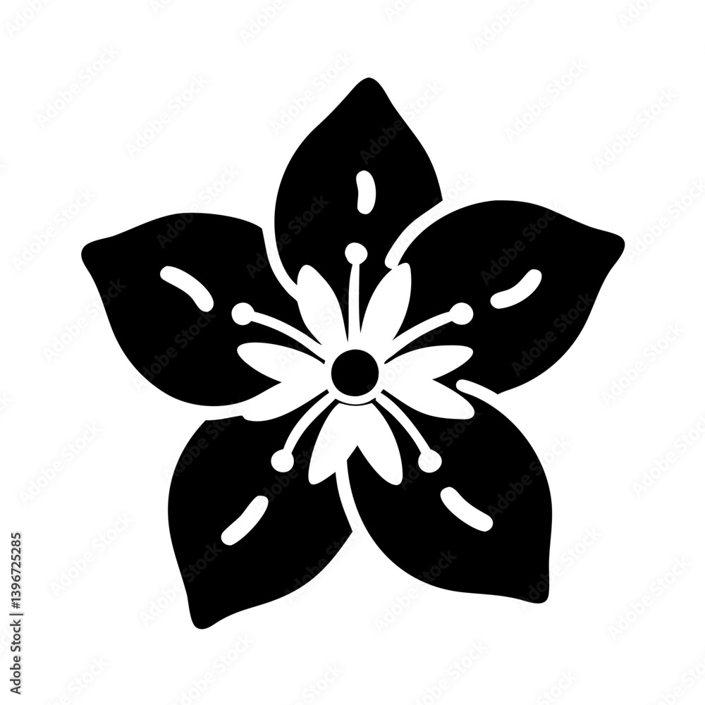 Obraz premium jasmine flower icon, jasmine flower silhouette vector illustration-simple silhouette illustration of jasmine flower, perfect for jasmine flower logos and icons
