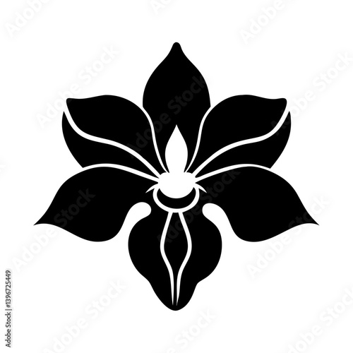 orchid flower icon, orchid flower silhouette vector illustration-simple silhouette illustration of orchid flower, perfect for orchid flower logos and icons