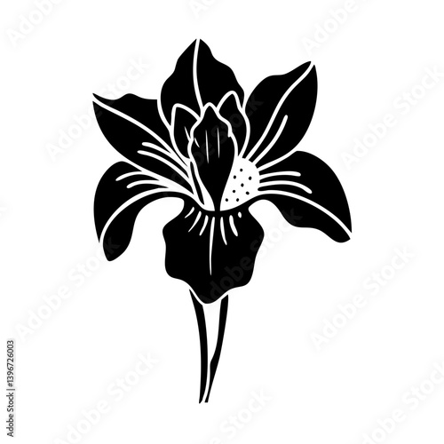 iris flower icon, iris flower silhouette vector illustration-simple silhouette illustration of iris flower, perfect for iris flower logos and icons