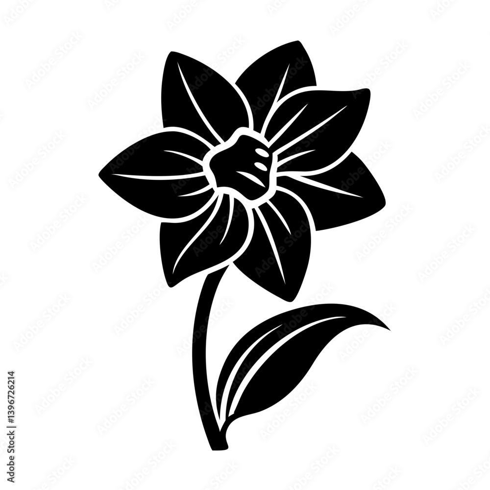 Obraz premium daffodil flower icon, daffodil flower silhouette vector illustration-simple silhouette illustration of daffodil flower, perfect for daffodil flower logos and icons