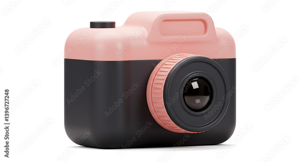 Charming pink and black cartoon camera showcasing modern design elements Charming pink and black cartoon camera showcasing modern design elements