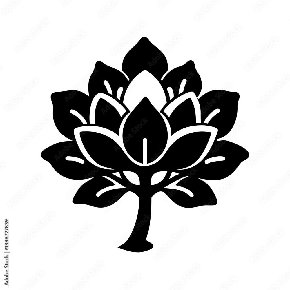 Fototapeta premium magnolia tree icon, magnolia tree silhouette vector illustration-simple silhouette illustration of magnolia tree, perfect for magnolia tree logos and icons