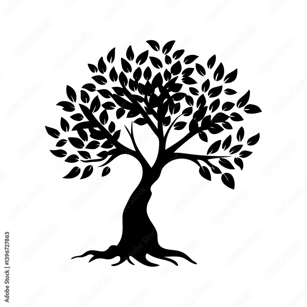 olive tree icon, olive tree silhouette vector illustration-simple silhouette illustration of olive tree, perfect for olive tree logos and icons olive tree icon, olive tree silhouette vector illustration-simple silhouette illustration of olive tree, perfect for olive tree logos and icons