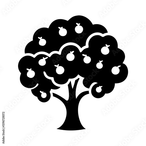 apple tree icon, apple tree silhouette vector illustration-simple silhouette illustration of apple tree, perfect for apple tree logos and icons