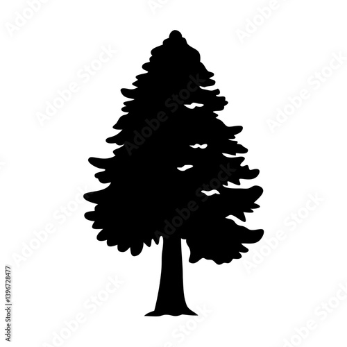 redwood tree icon, redwood tree silhouette vector illustration-simple silhouette illustration of redwood tree, perfect for redwood tree logos and icons