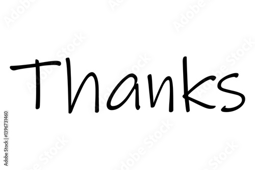 手書き風の書体で書いたThanks（ありがとう）の文字（カリグラフィー）
