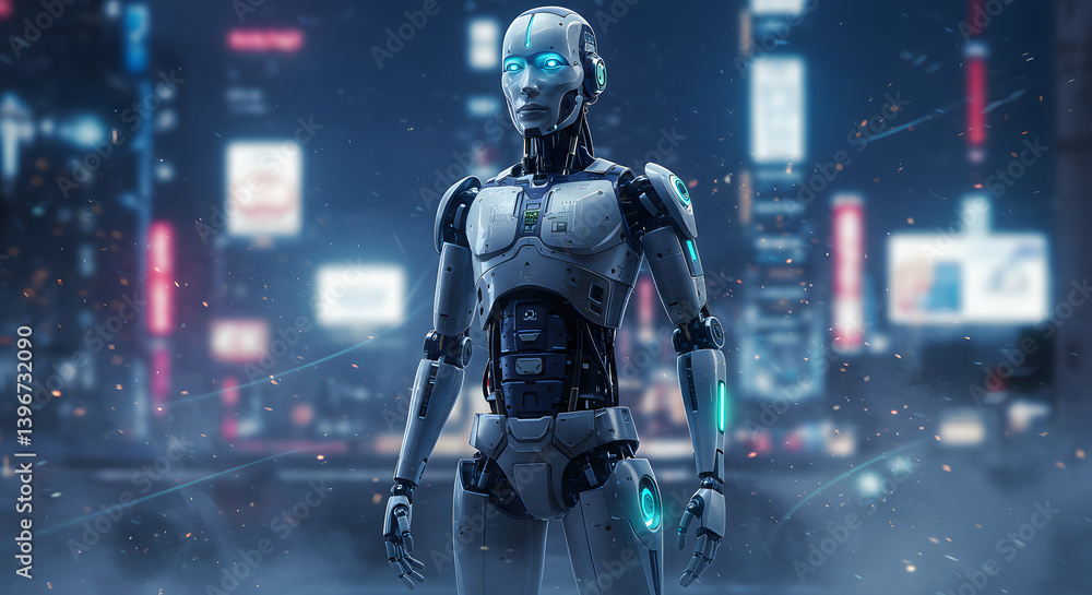 Advanced Humanoid Robot in Futuristic City (Ai) Advanced Humanoid Robot in Futuristic City (Ai)