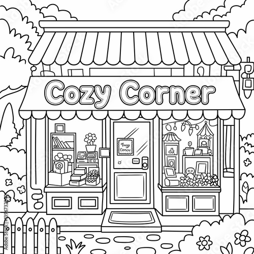 cute coloring book cover, cover, cute kids illustration, cartoon cover, cartoon illustration, kawaii coloring, easy and bold, kawaii cover, cozy, cozy cover, fuzzy, hygge, coloring pages, adult colori