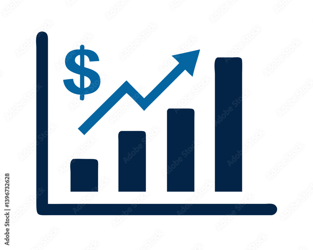 Financial growth chart illustrating upward trends in money Financial growth chart illustrating upward trends in money