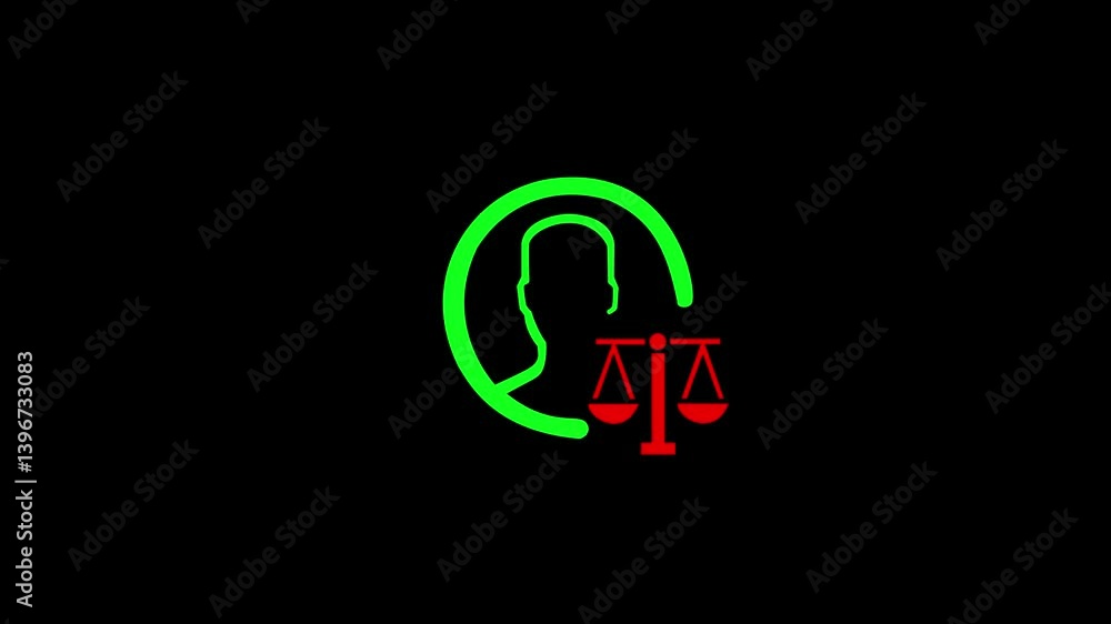 User profile Security shield neon icon with justice User profile Security shield neon icon with justice