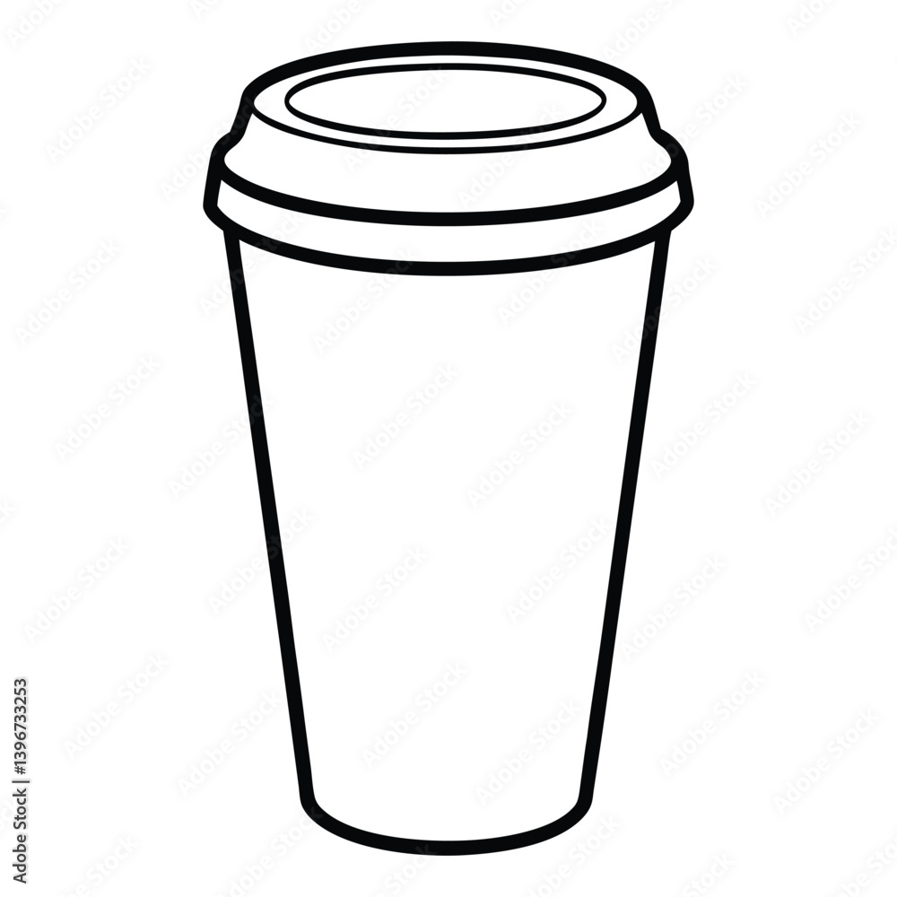 Black outline of a disposable coffee cup with a coffee bean symbol Black outline of a disposable coffee cup with a coffee bean symbol