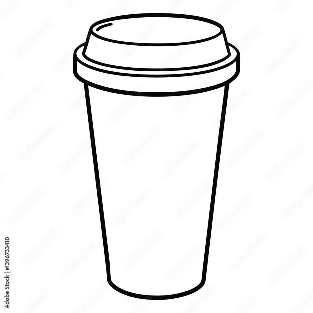 Black outline of a disposable coffee cup with a coffee bean symbol Black outline of a disposable coffee cup with a coffee bean symbol