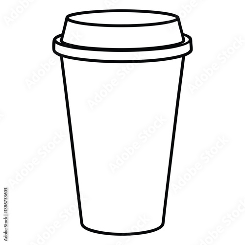 Black outline of a disposable coffee cup with a coffee bean symbol