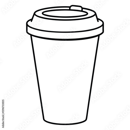 Black outline of a disposable coffee cup with a coffee bean symbol