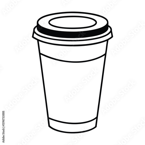 Black outline of a disposable coffee cup with a coffee bean symbol