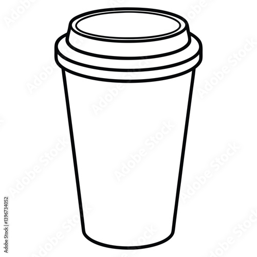 Black outline of a disposable coffee cup with a coffee bean symbol