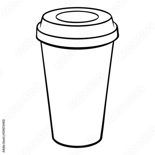 Black outline of a disposable coffee cup with a coffee bean symbol