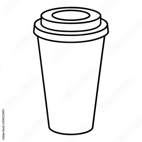 Black outline of a disposable coffee cup with a coffee bean symbol