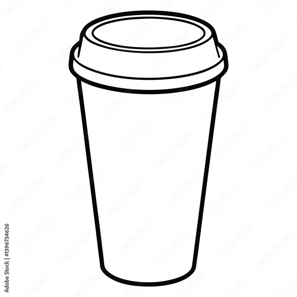 Black outline of a disposable coffee cup with a coffee bean symbol Black outline of a disposable coffee cup with a coffee bean symbol