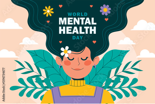 World Mental Health Day poster showcasing vibrant colors and key messages about mental health awareness and support.