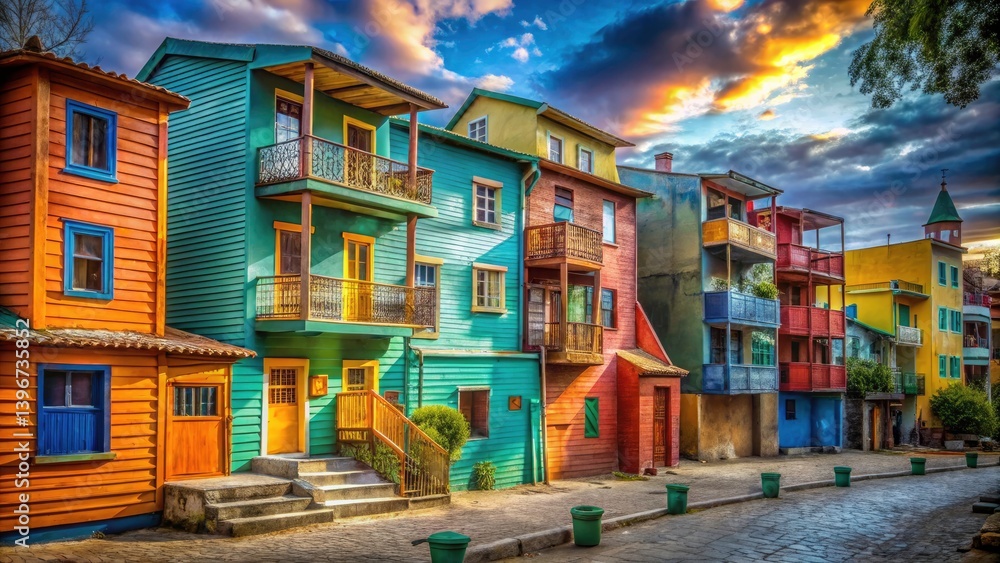 Fototapeta premium La Boca Buenos Aires Argentina Colorful Houses Street Photography Vibrant Architecture South America Travel Destination