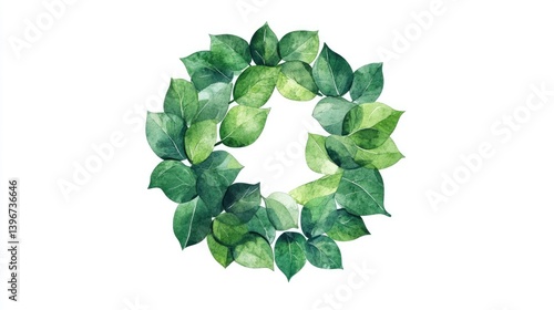 Recycling icon made from green leaves