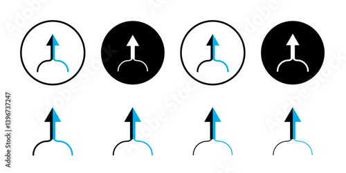 Two arrows merging into one icon Logo symbol sign set