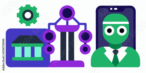 Business people icon set shows people in a circle, business people in the office, a vector design concept for work