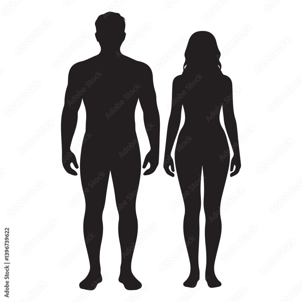 Man and woman standing silhouette Full Vector illustration Man and woman standing silhouette Full Vector illustration
