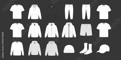 cloths mockup, vector mockup, digital, vector t shirts, vector shirts, silhouette clothing, shirt, clothes, fashion, vector, t-shirt, jacket, dress, illustration, set, wear, design, polo, coat, men, t