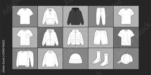 cloths mockup, vector mockup, digital, vector t shirts, vector shirts, silhouette clothing, shirt, clothes, fashion, vector, t-shirt, jacket, dress, illustration, set, wear, design, polo, coat, men, t