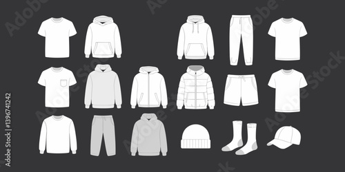 cloths mockup, vector mockup, digital, vector t shirts, vector shirts, silhouette clothing, shirt, clothes, fashion, vector, t-shirt, jacket, dress, illustration, set, wear, design, polo, coat, men, t