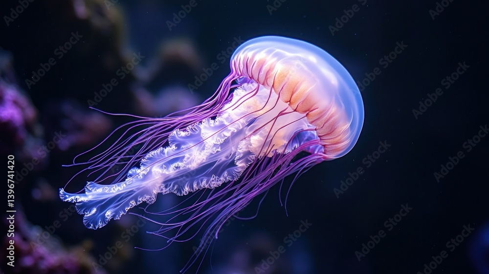 Floating jellyfish, vibrant colors Floating jellyfish, vibrant colors