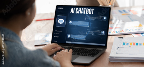Obraz na płótnie Generative AI virtual assistant tools for prompt engineer and user for ease of engage artificial intelligence AI technology help people to work with generative AI functions by prompting the AI brisk w salonie