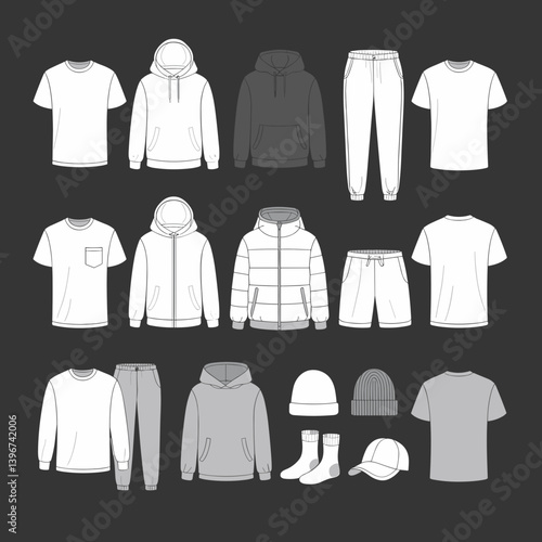 cloths mockup, vector mockup, digital, vector t shirts, vector shirts, silhouette clothing, shirt, clothes, fashion, vector, t-shirt, jacket, dress, illustration, set, wear, design, polo, coat, men, t