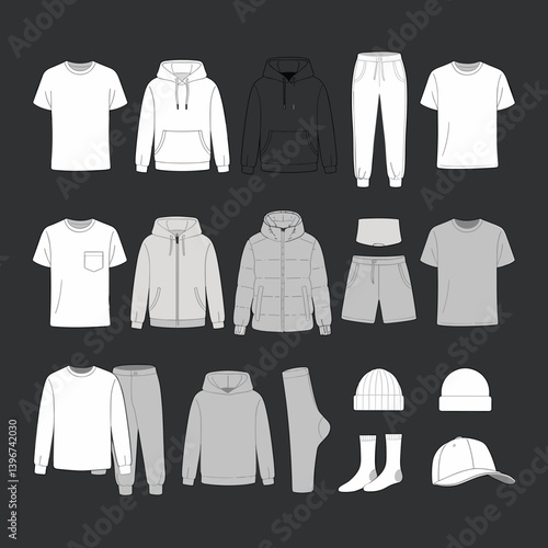 cloths mockup, vector mockup, digital, vector t shirts, vector shirts, silhouette clothing, shirt, clothes, fashion, vector, t-shirt, jacket, dress, illustration, set, wear, design, polo, coat, men, t