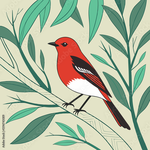 ​The Crimson Chat is a small Australian bird known for its vivid crimson crown, chest, and rump, contrasting with its dark brown back and white throat