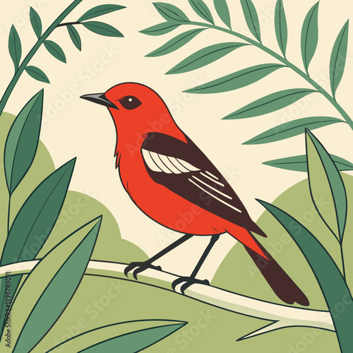 ​The Crimson Chat is a small Australian bird known for its vivid crimson crown, chest, and rump, contrasting with its dark brown back and white throat