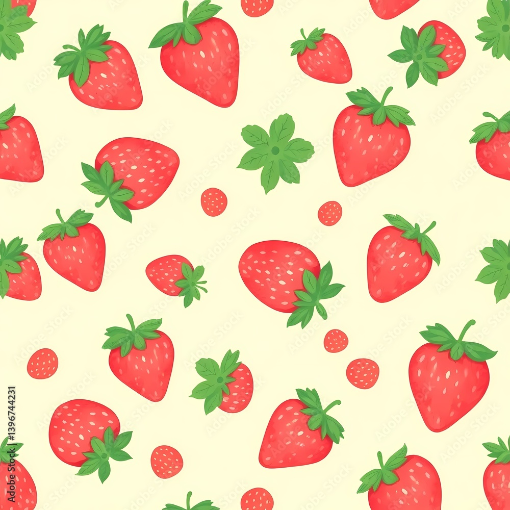 Cute strawberry pattern on cream background Cute strawberry pattern on cream background