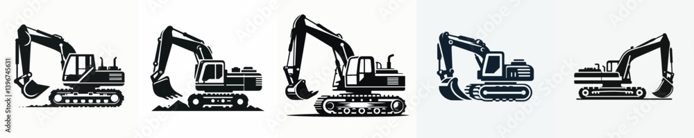 Vector of an excavator silhouette. Vector of an excavator silhouette.
