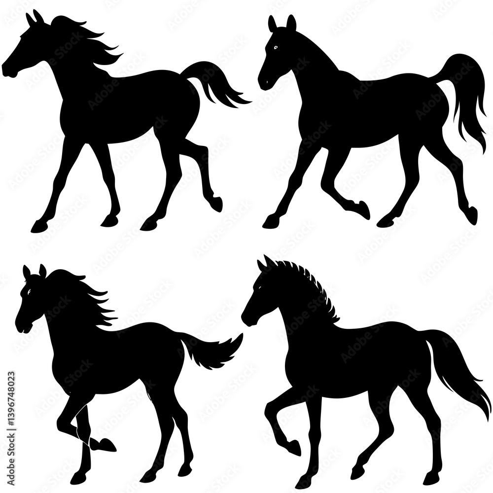 horse silhouette set horse silhouette set
