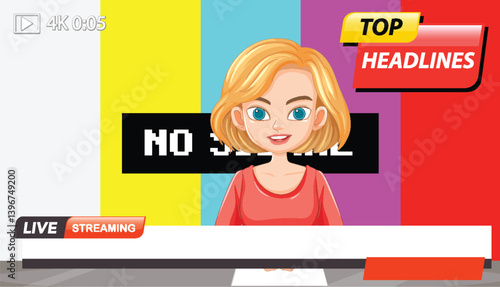 Animated News Anchor Illustration