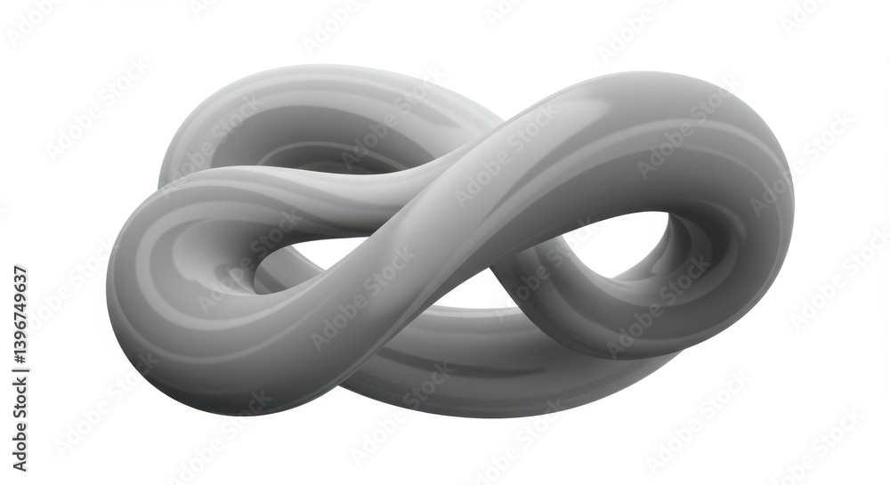 Fototapeta premium Abstract Grey Infinity Symbol 3D Render: Seamless Loop Design Element for Branding and Visual Art