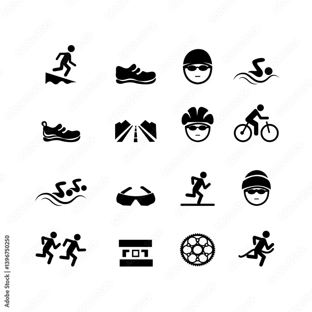 Obraz premium set of vector icons Black Triathlon Icons
